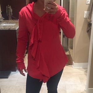 XCVI Pink ruffles zip up